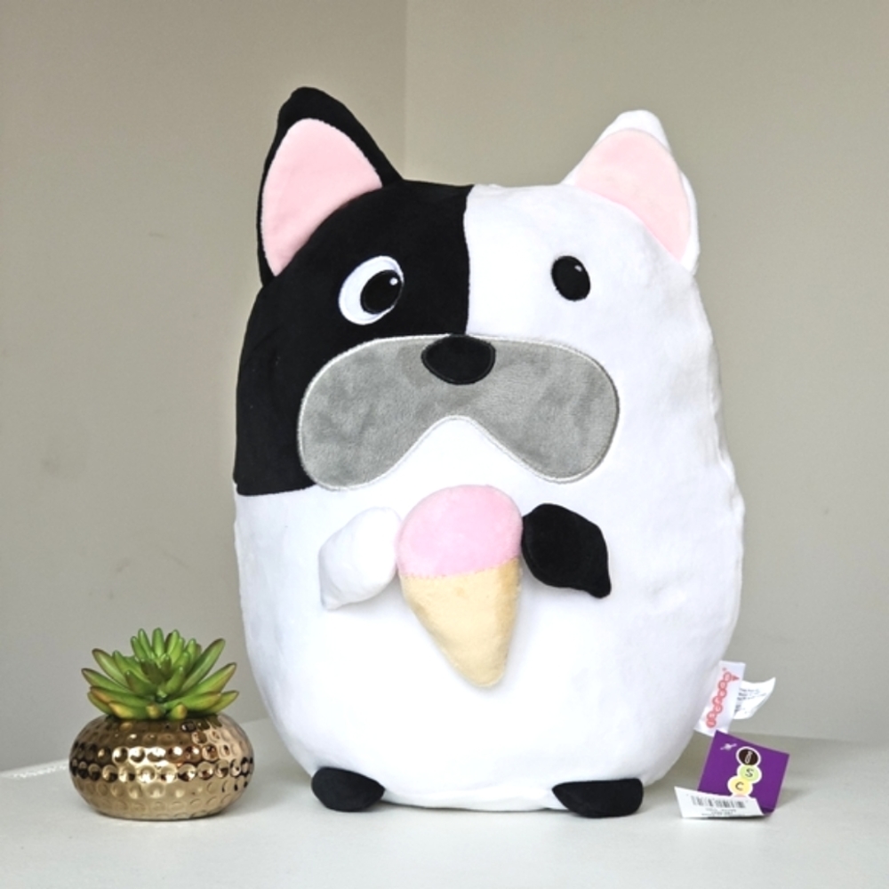 Iscream Super Soft Stuffed Black White Frosty Paws Fleece Pillow Brand New